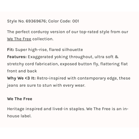 Free people Jayde high rise corduroy flare pants black NWT 27 - Picture 5 of 13